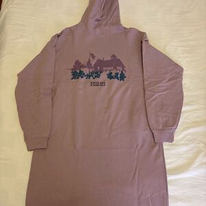 Uniqlo Purple Hoodie Dress with Graphic Print